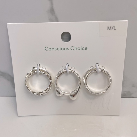 H&M Set of 8 Silver Rings M/L - Picture 4 of 4